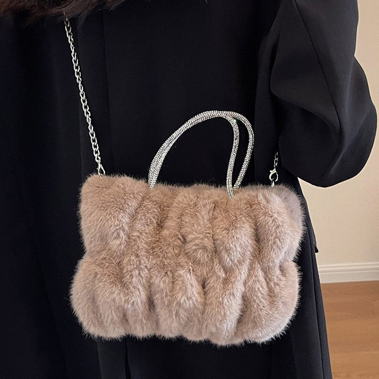 Women's Cloud-Shaped Plush Mini Handbag – Faux Fur Novelty Bag