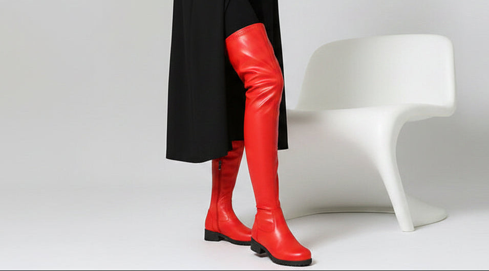Women's Plus-Size Over-the-Knee Boots | Chunky Heel Side Zipper Nightclub Boots | Sizes 35–48