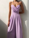 Full-size sweetheart-neck spaghetti-strap wide-leg jumpsuit