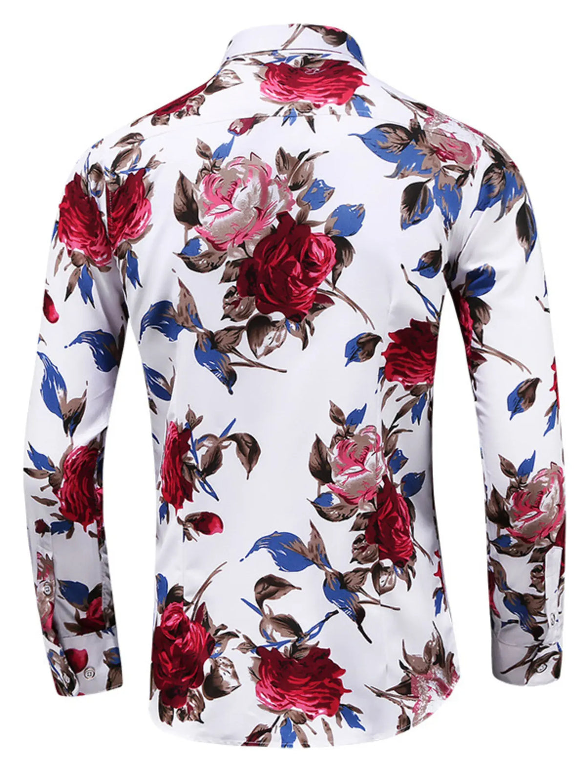 Men's Plus Size Floral Long-Sleeve Button-Down Shirt — photo 3
