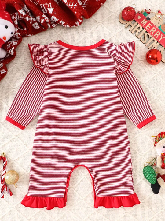 Another view: Storybook Christmas-Themed Striped Snap-Leg One-Piece