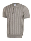 Maison Cable-Knit Short-Sleeve Henley — color or detail view 11