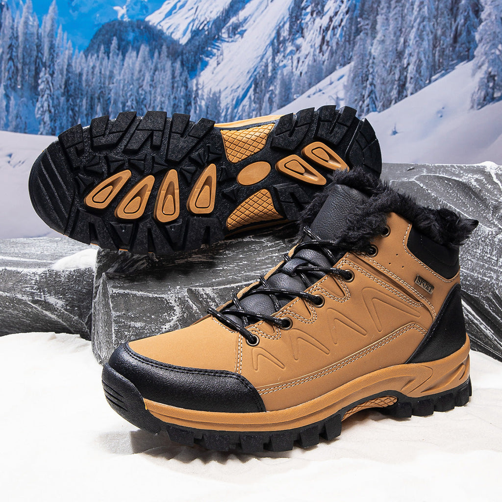 Men's Plus-Size High-Top Fleece-Lined Thermal Shoes | Warm Winter Cotton Sneakers