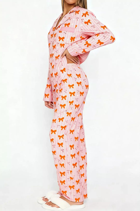 Another view: Bow-Print Button-Up Lounge Set