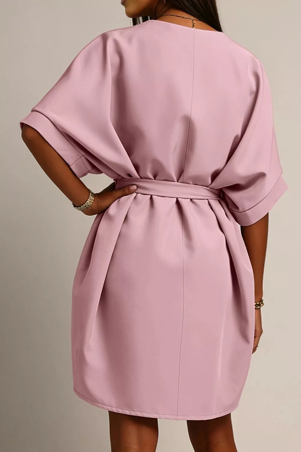 Tie-Waist Batwing Mini Dress
