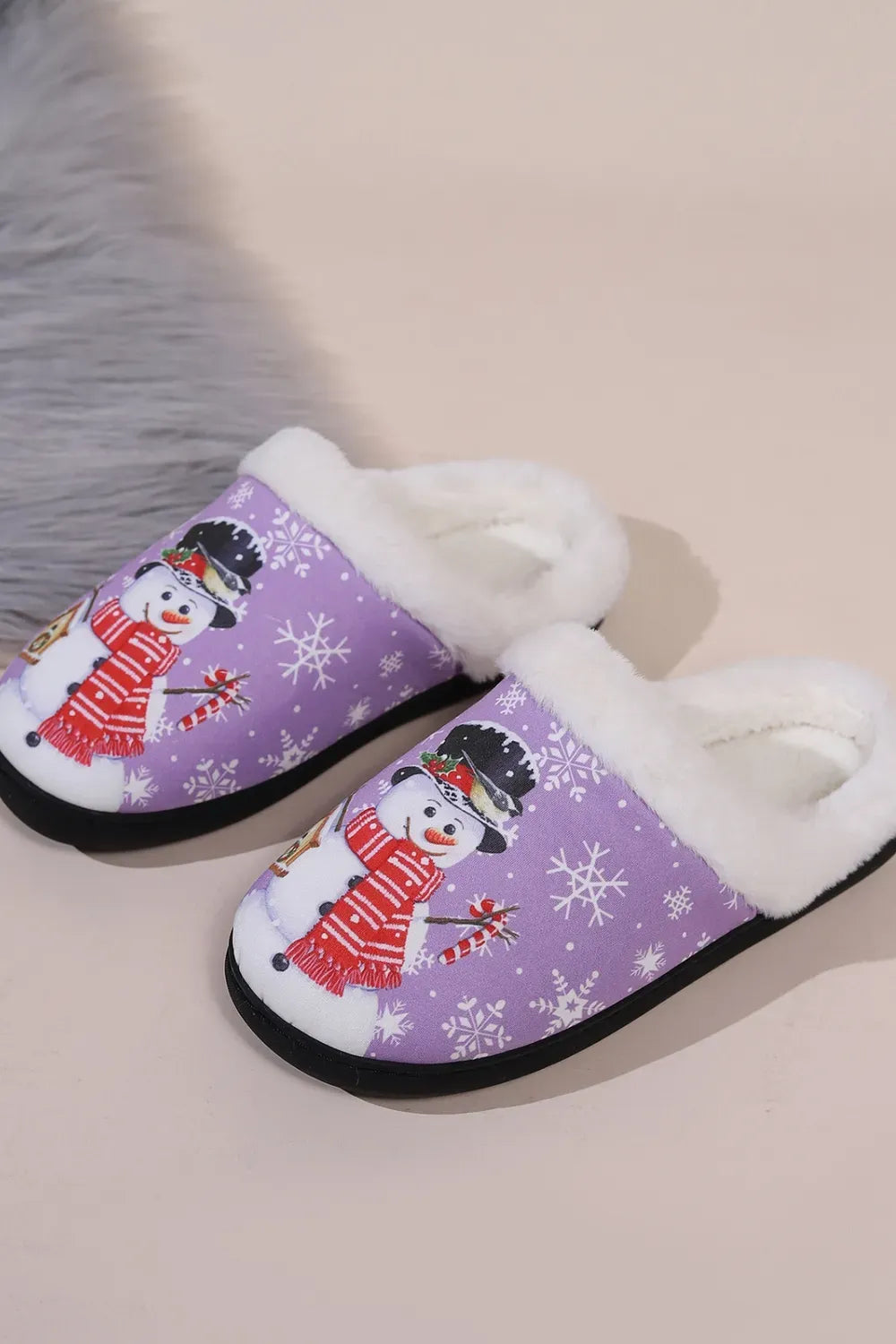 Snowman Faux Fur Round-Toe Slippers — photo 16
