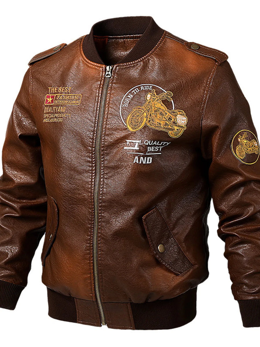 Heritage Moto Faux-Leather Bomber