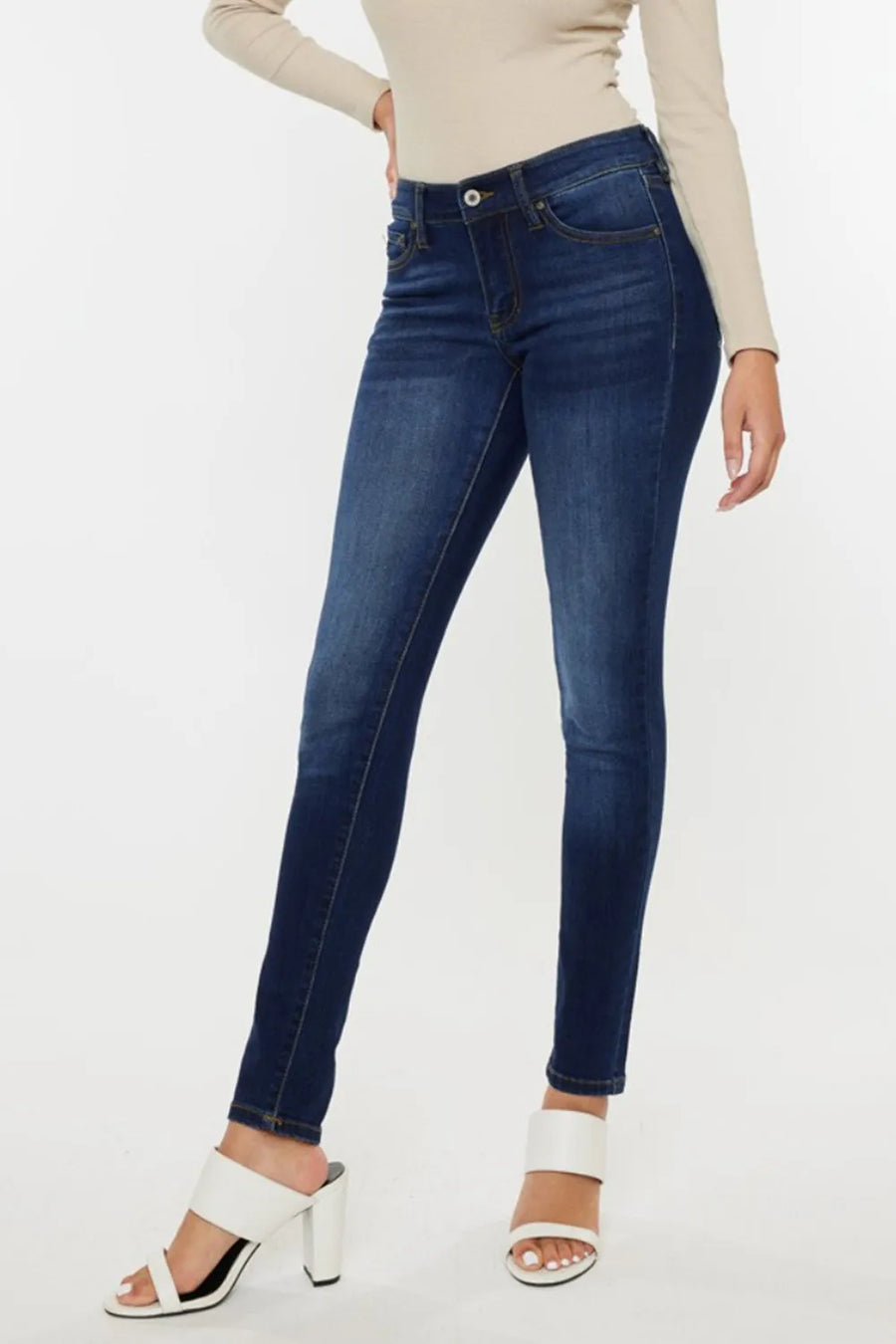 Kancan Mid Rise Gradient Wash Skinny Jeans