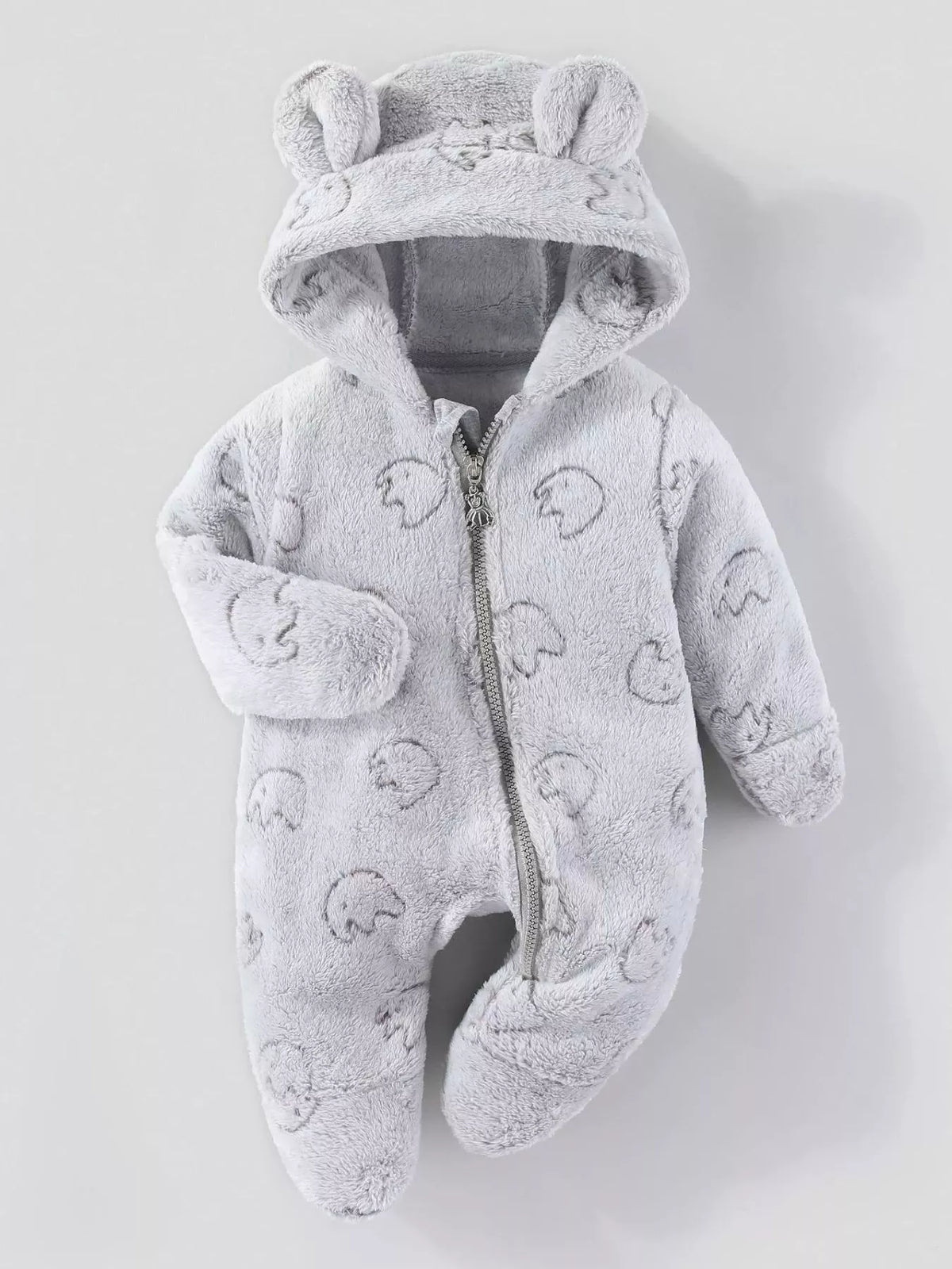 Plush Hooded Baby One-Piece