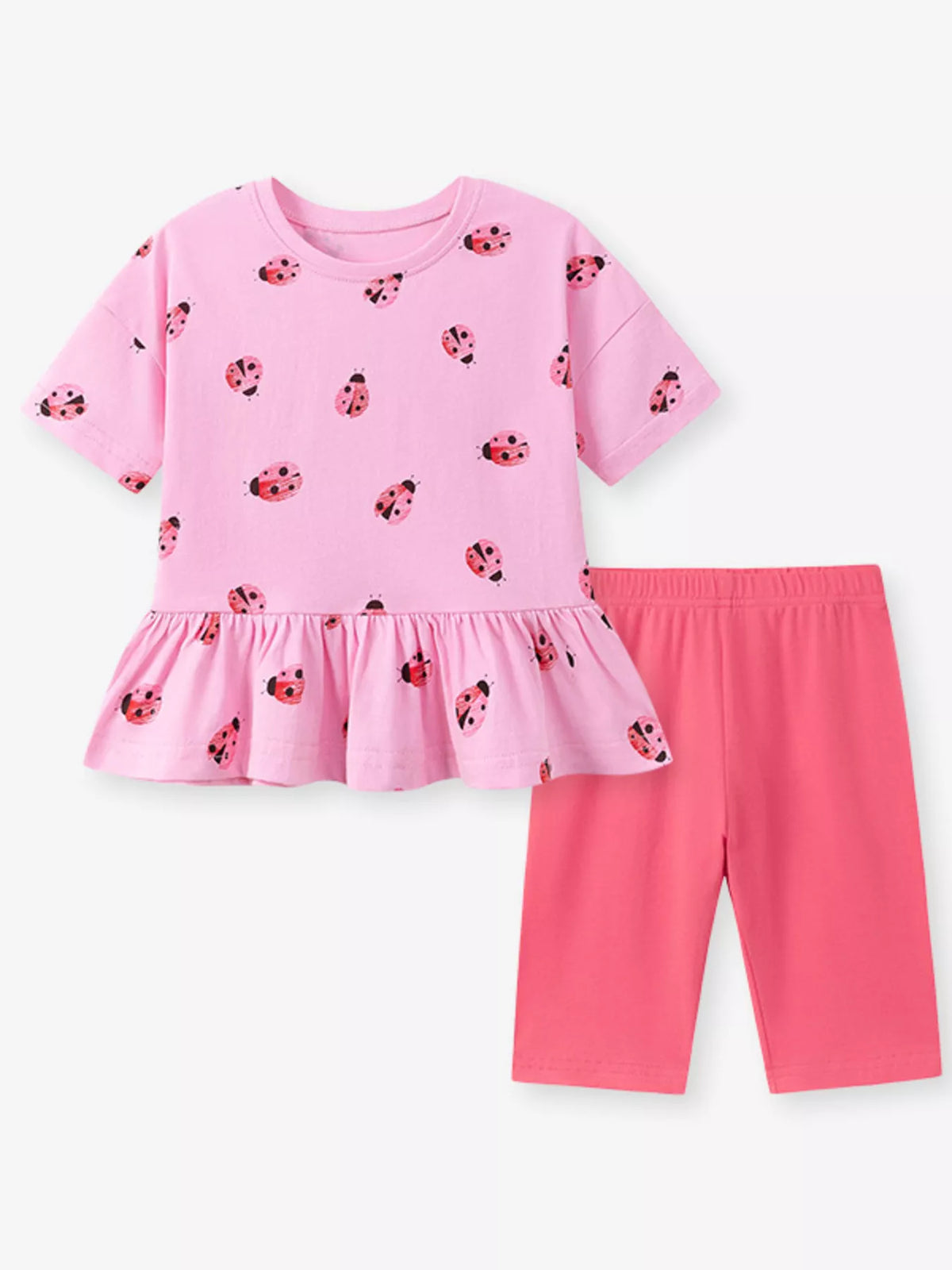 Adventure Club Ladybug Print Ruffle Hem Top & Capri Leggings Set