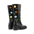 Women's Western Boots with Floral Embroidery - Mid-Calf Chunky Heel Boots