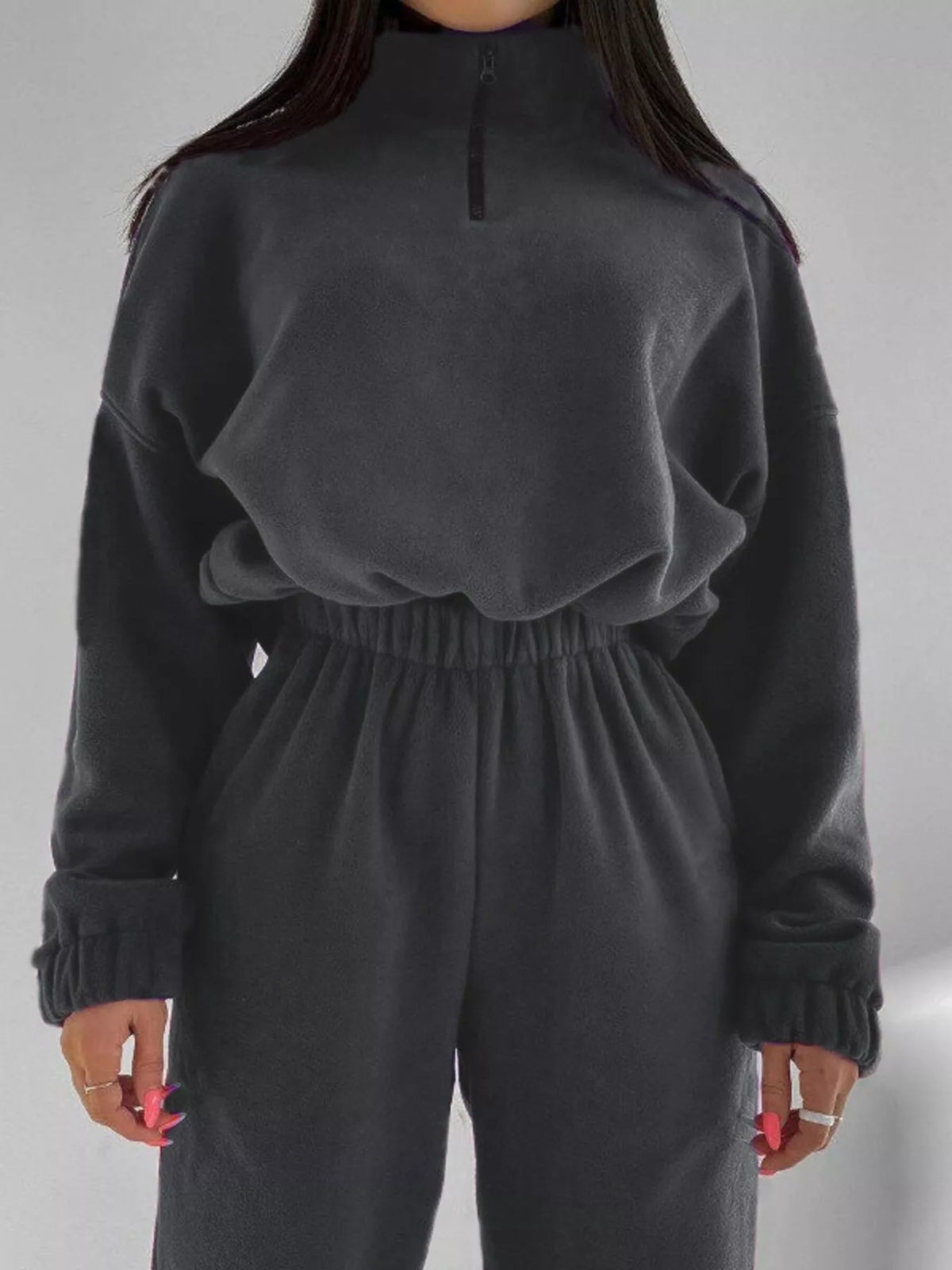 Women's Quarter Zip Sweatshirt and Pants Set — 2-Piece Matching Lounge Outfit