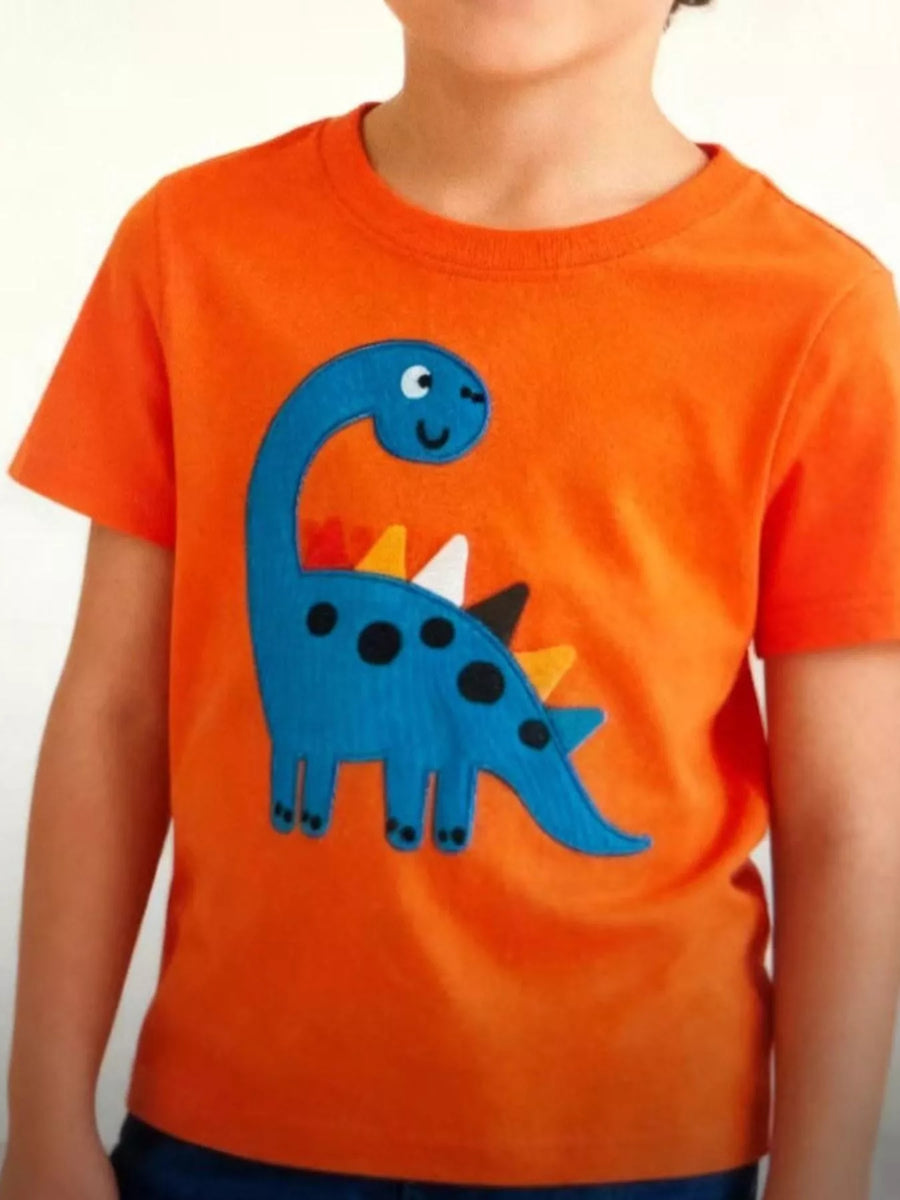 Dinosaur Cotton-Blend T-Shirt — Orange