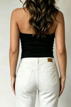 Black slightly stretchy bandeau top for women