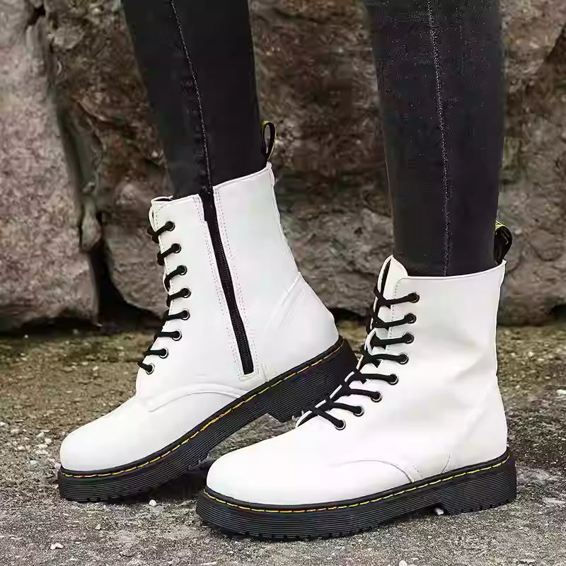 Women's Martin Ankle Boots – Round Toe Flat Short Boots | PU Leather Mesh Lining