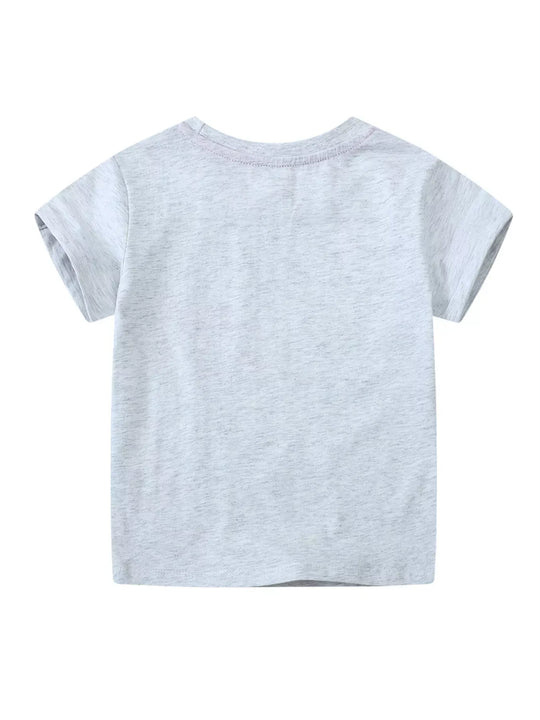 Another view: Unicorn Graphic Cotton T-Shirt — Light Gray