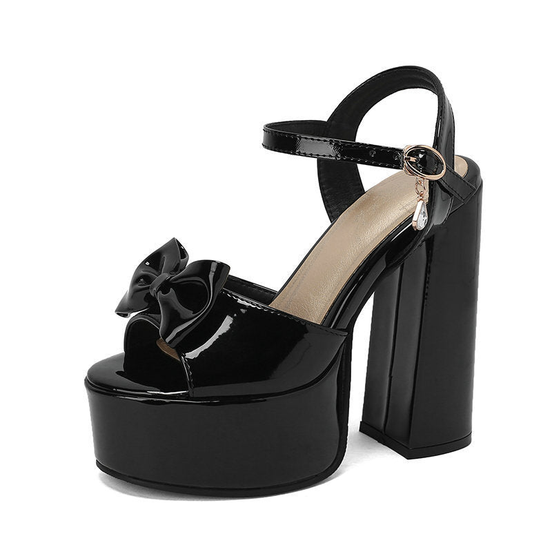 Women's Chunky Heel Peep-Toe Platform Sandals - Buckle Closure Casual Heels