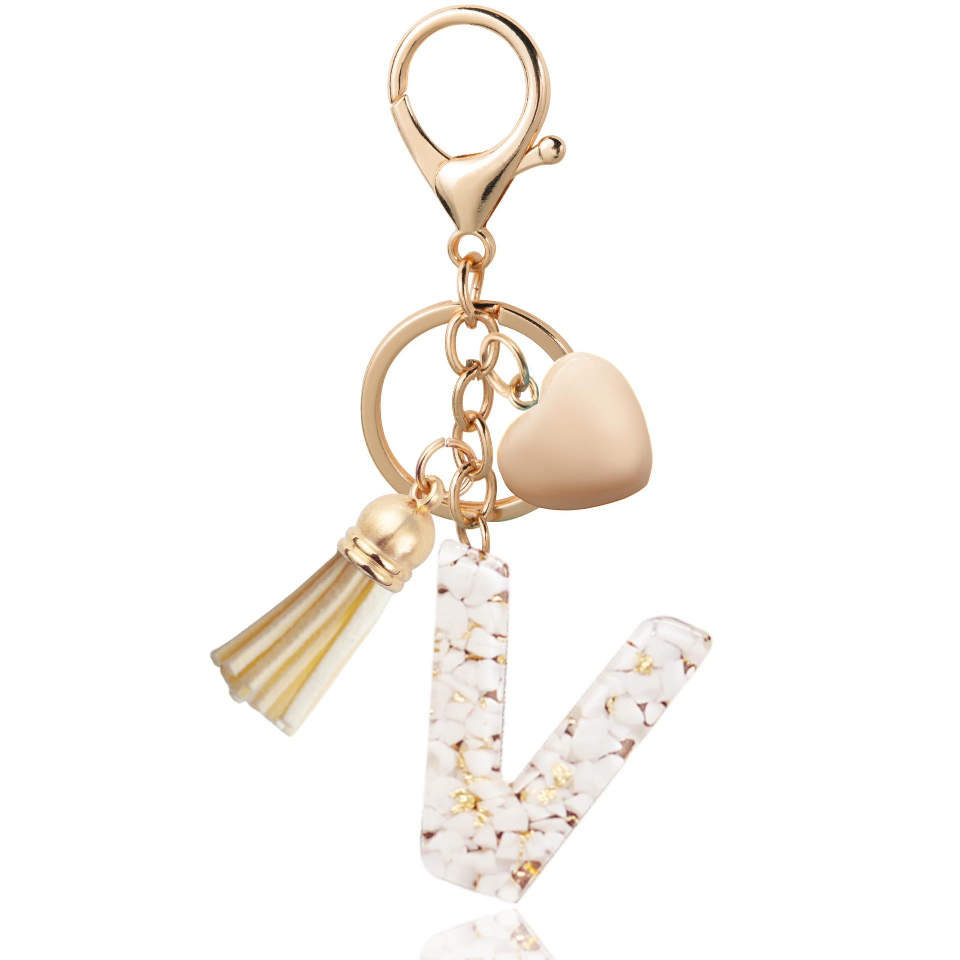 Personalized Heart Shell Letter Pendant Necklace with Tassel - A-Z Initial Charm