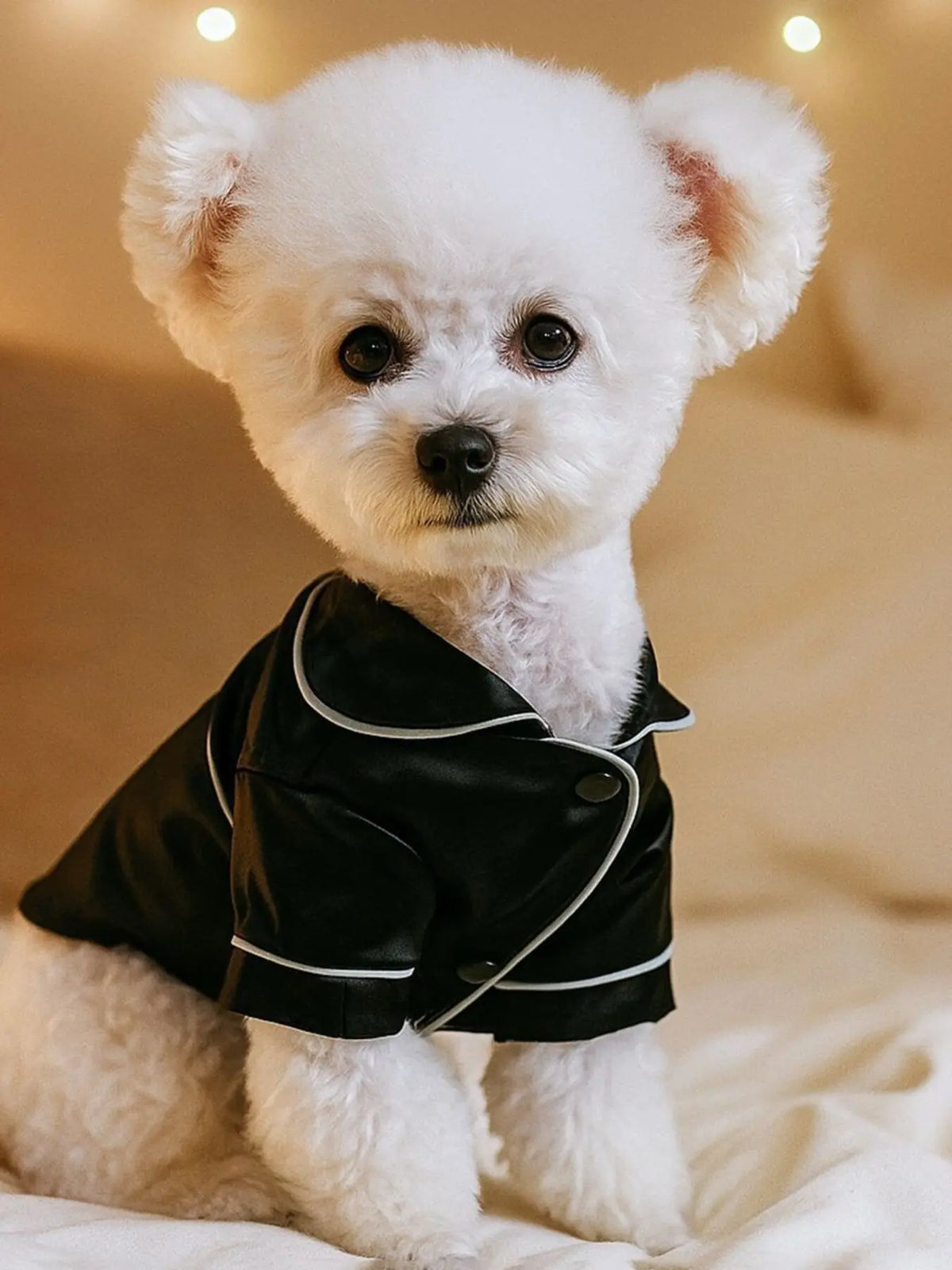 Contrast-Piping Satin Pet Pajamas — photo 15