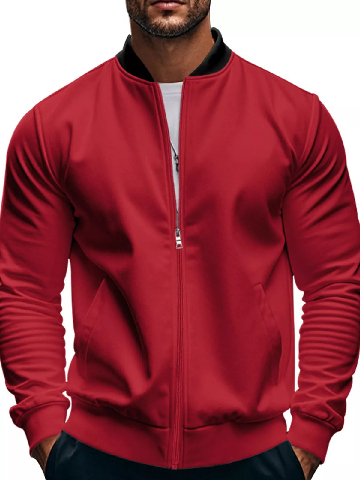 Men's Classic-Fit Zip-Up Bomber Jacket with Pockets — photo 30