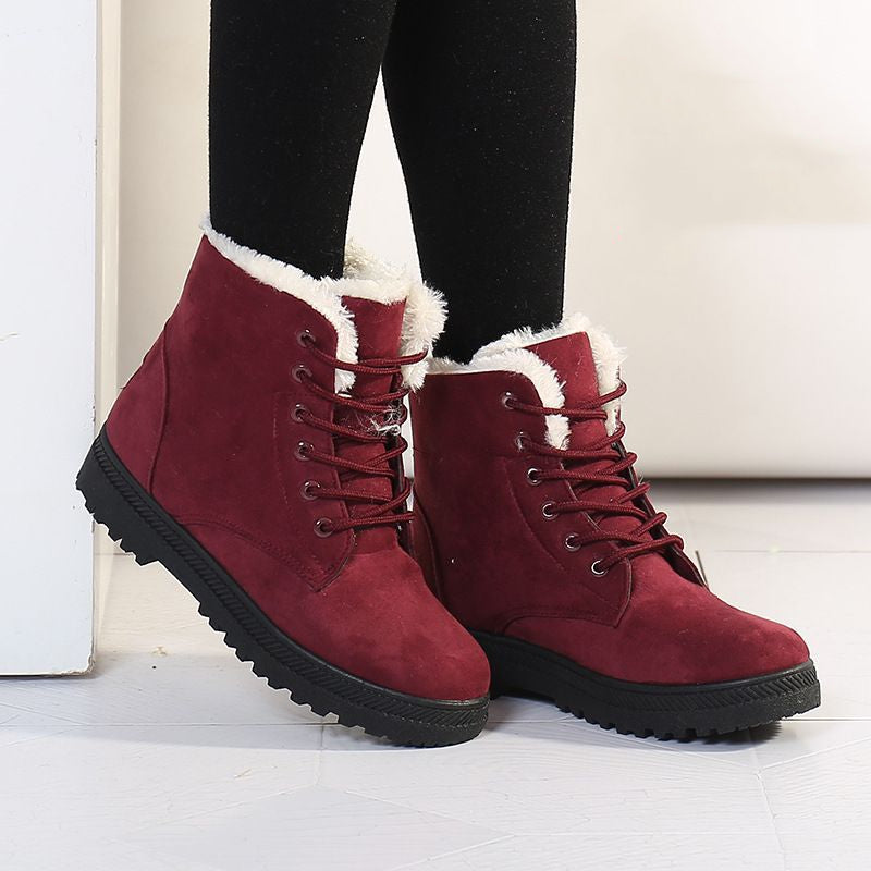Women's Warm Plush Snow Boots | Cozy Ankle Boots with Rubber Sole