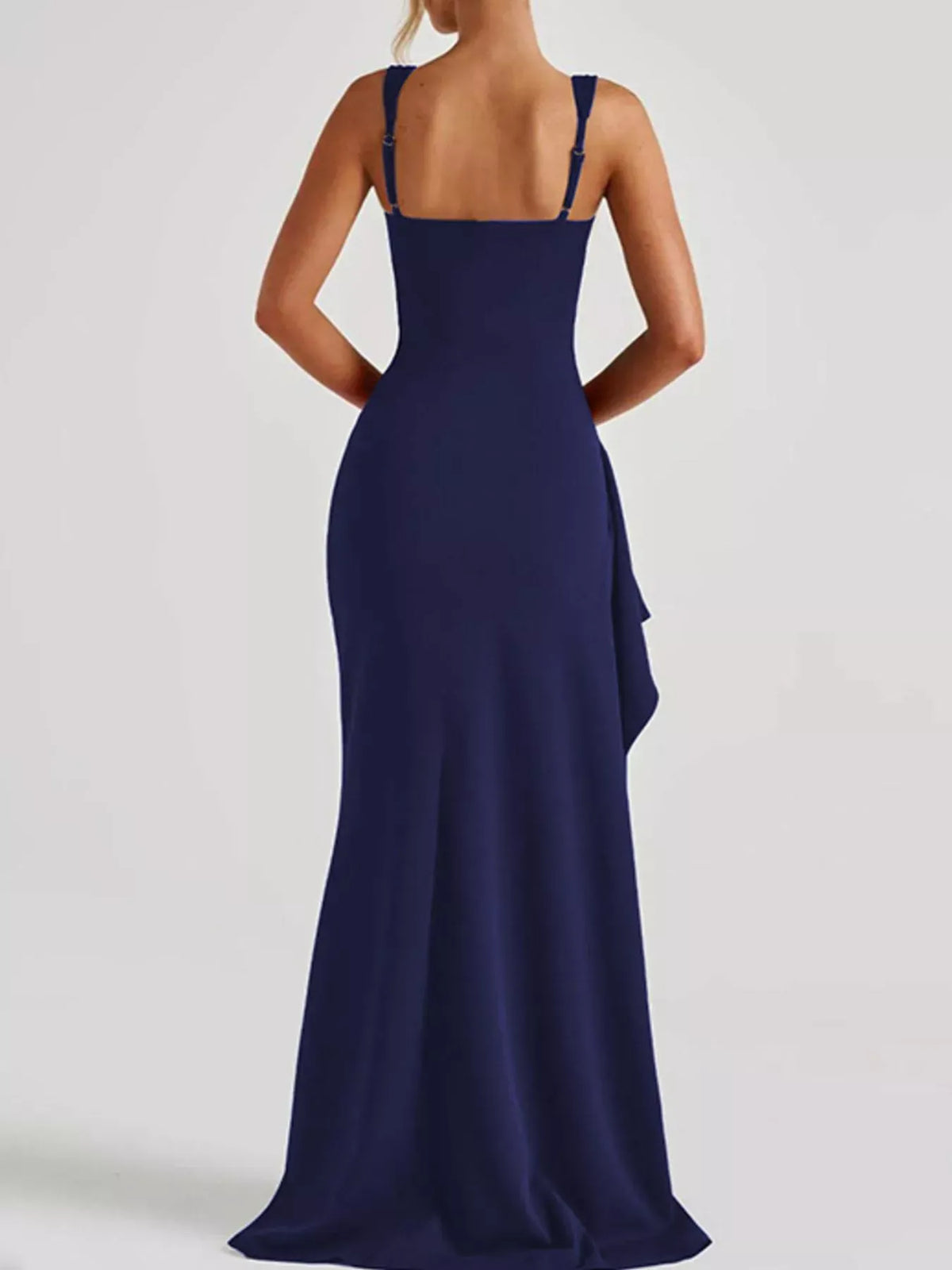 Square-Neck Ruched Slit Maxi Dress — photo 12