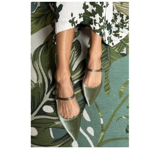 Women's Green Suede Pointed-Toe Slip-On Flats | Casual Pumps
