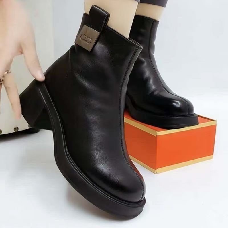 Women's Chunky Mid Heel Short Boots – Round Toe Block Heel Ankle Boots