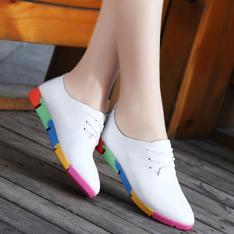 Pointed Toe Leather Flat Shoes