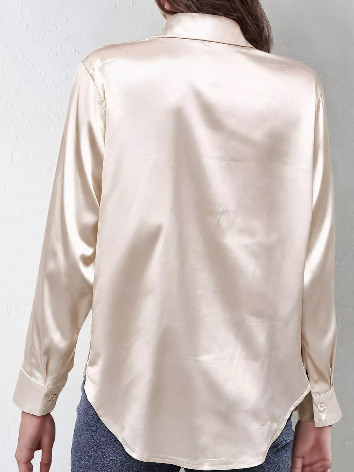 Women's Satin High-Low Button-Down Shirt — photo 11