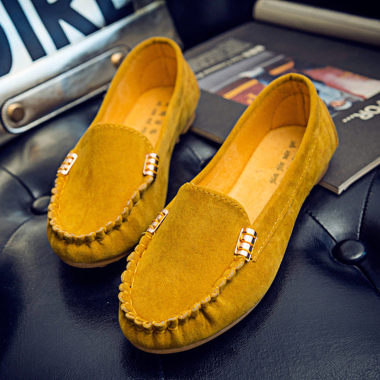 Women's Round-Toe Slip-On Flats | PU Leather Casual Pea Shoes