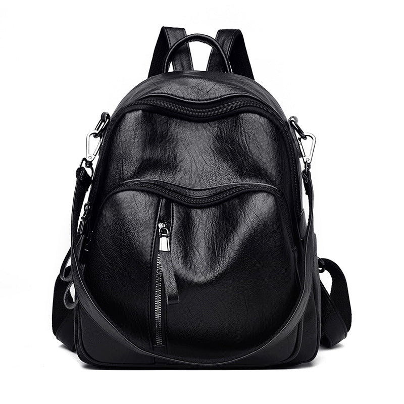 Women's Korean Fashion PU Leather Backpack | Casual Travel Daypack with Multiple Compartments