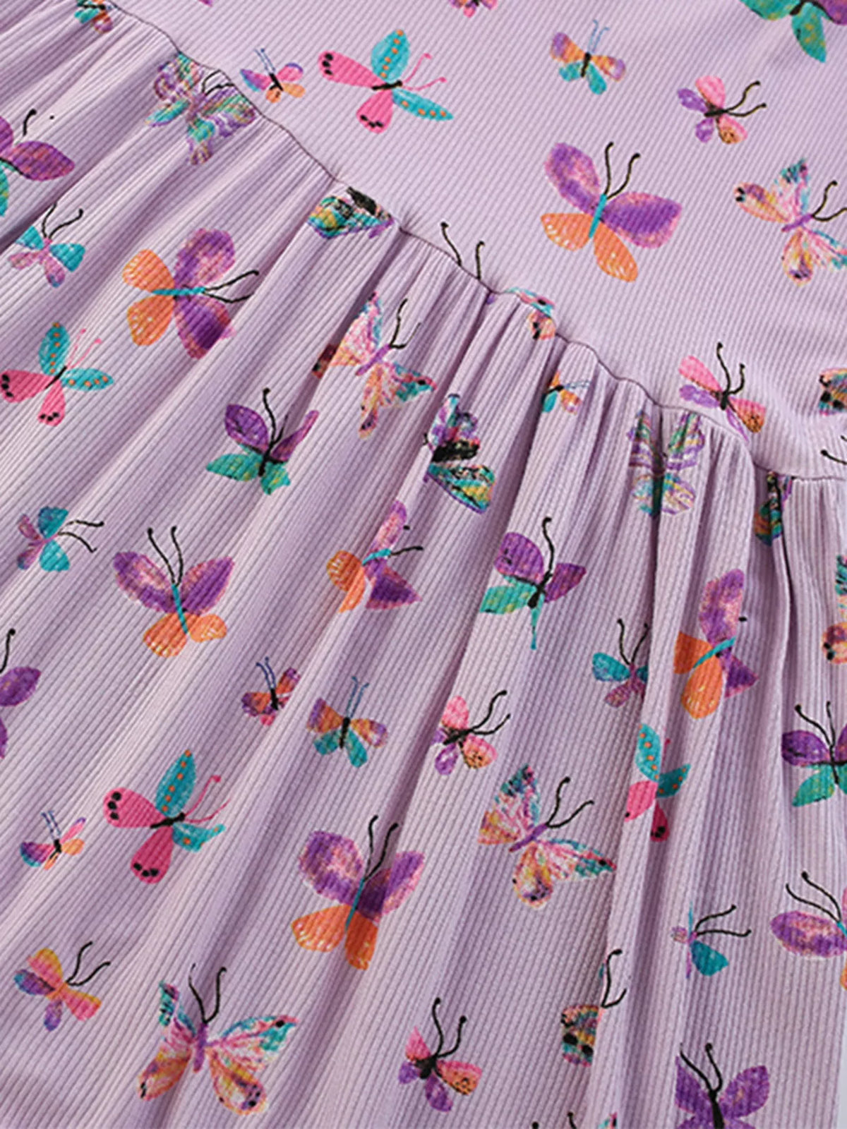 Girls' Butterfly-Print Cotton Dress — Mauve