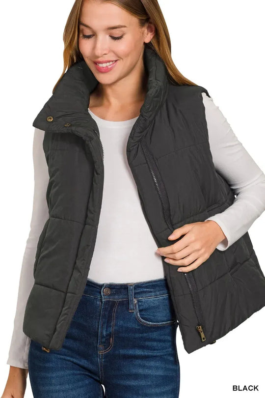 Another view: High Neck Zip-Up Vest Coat