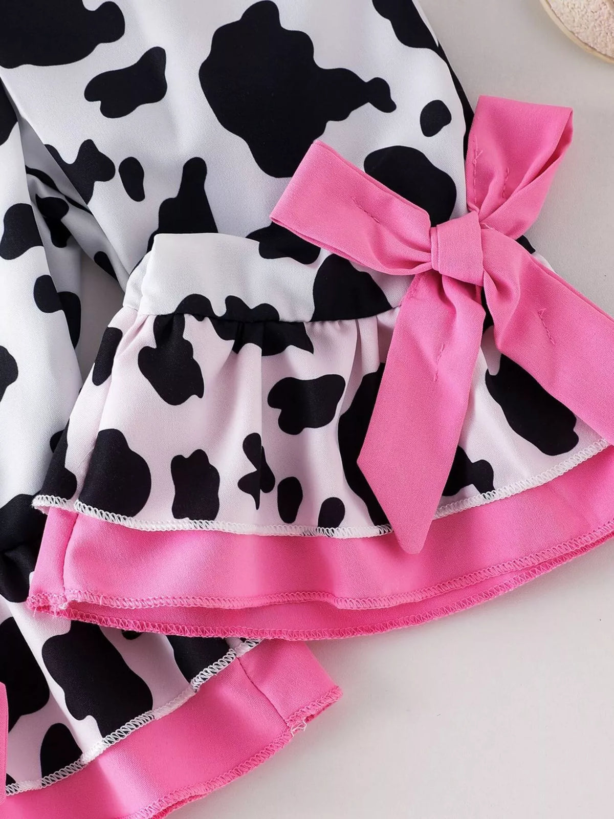 Children's Cow-Print Ruffle Jumpsuit