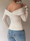 Women's apricot crisscross off-shoulder crop top