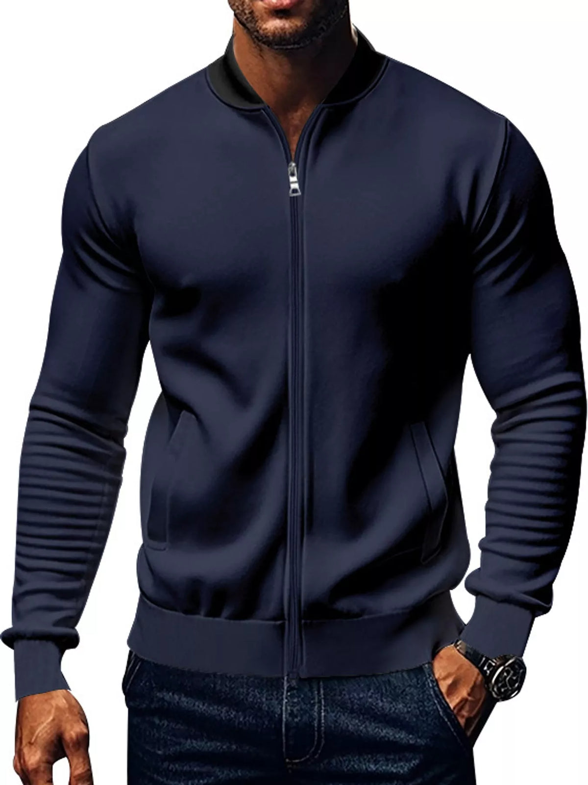 Men's Classic-Fit Zip-Up Bomber Jacket with Pockets — photo 16