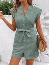 Liora Striped Notched Tie Waist Romper — product view 12