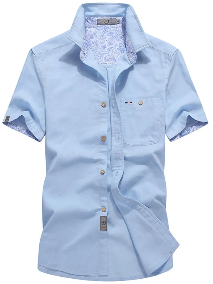 Men's Full Size Button Up Short-Sleeve Casual Shirt Plus