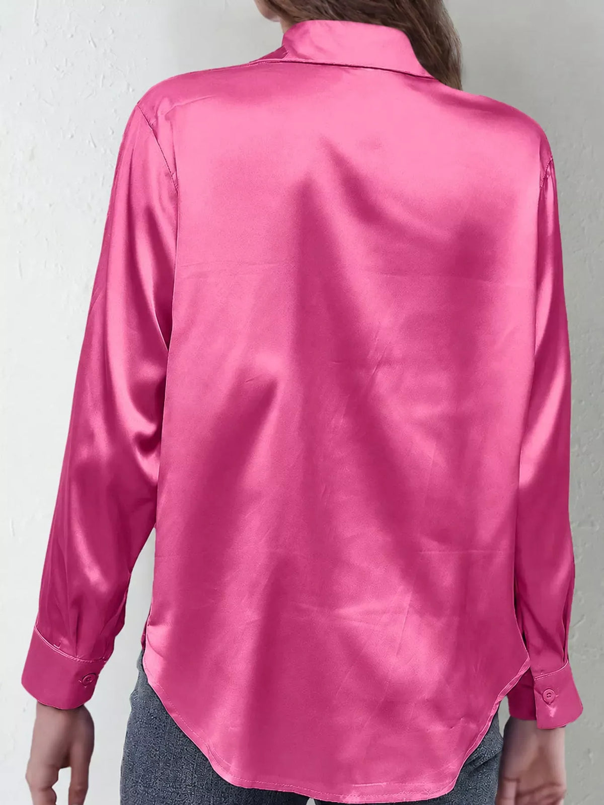Women's Satin High-Low Button-Down Shirt — photo 32