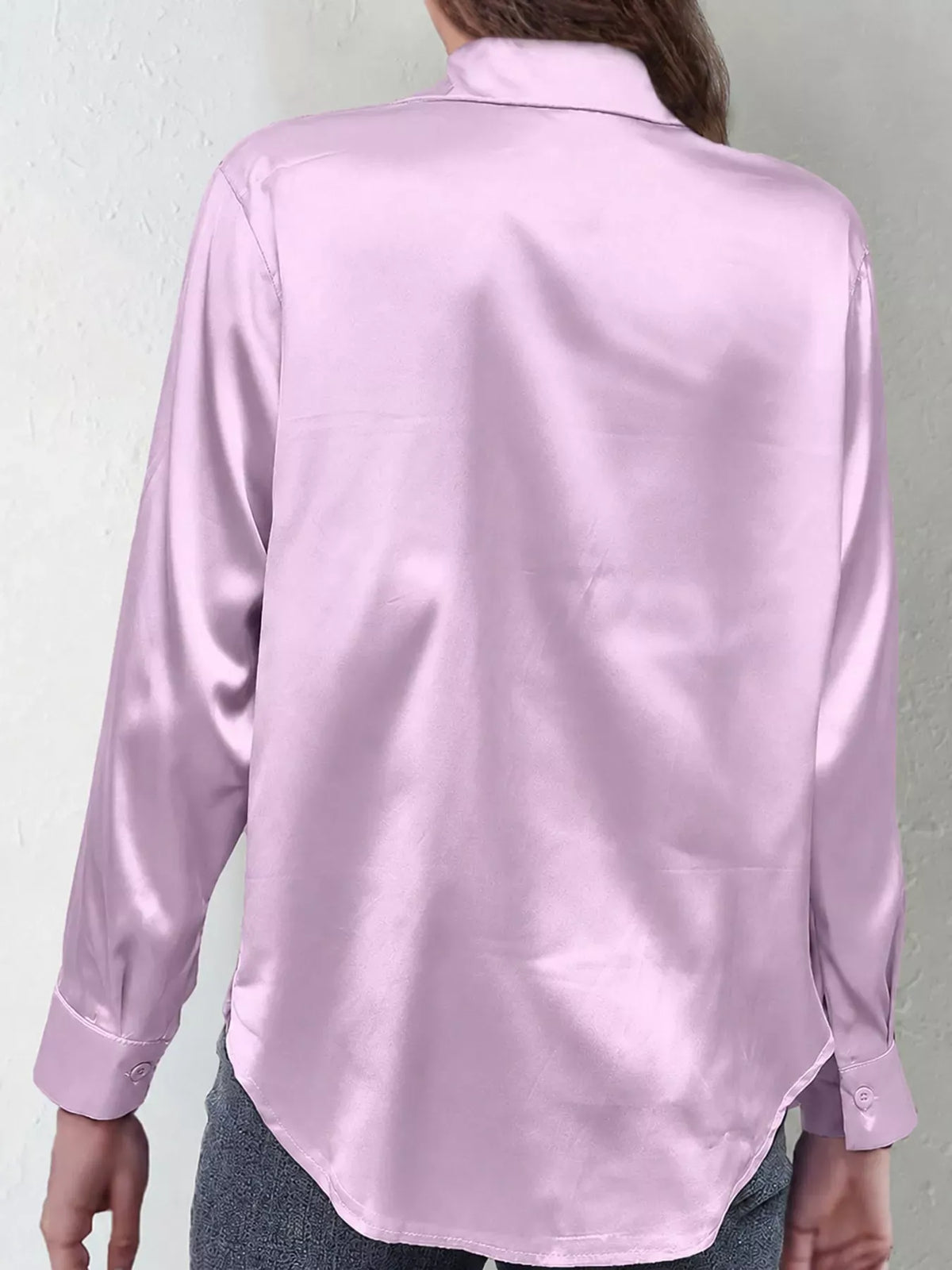 Women's Satin High-Low Button-Down Shirt — photo 7