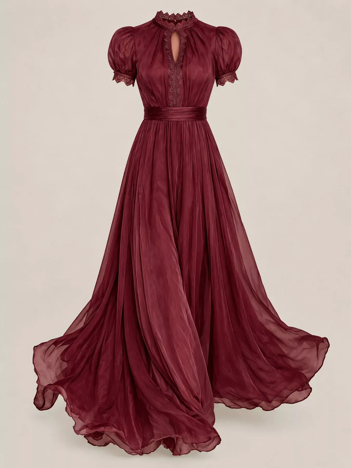 Mock-Neck Chiffon Keyhole Maxi Dress — photo 16