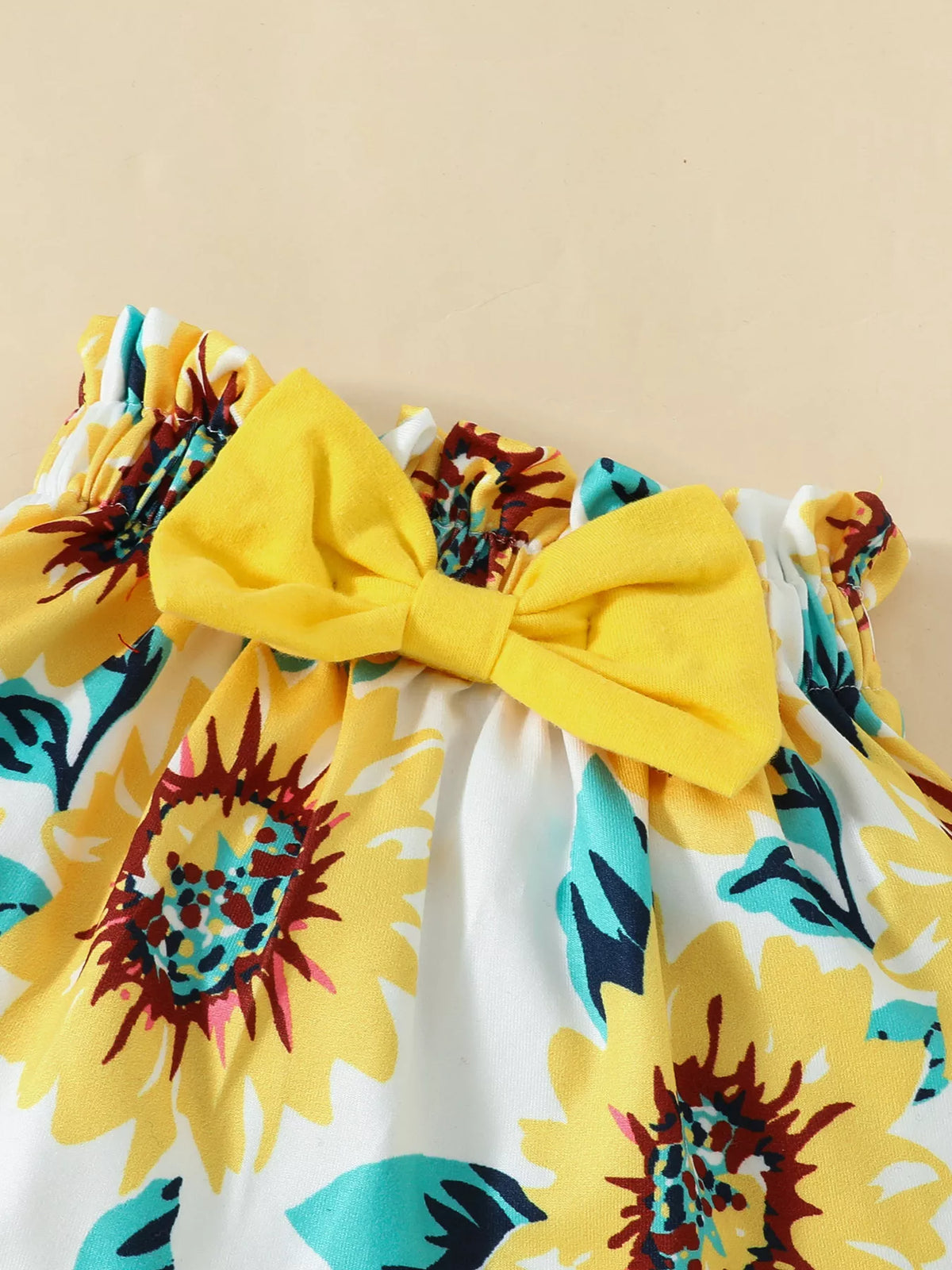 North Star Ruffled Bodysuit and Sunflower Skirt Set with Headband
