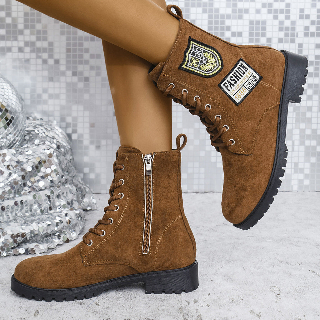 Women's Lace-Up Chunky Heel Ankle Boots | Round Toe Platform Winter Boots