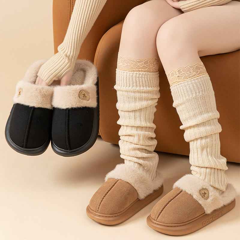 Plush Fleece Slippers for Women & Men | Winter Warm Indoor House Shoes with Non-Slip Sole