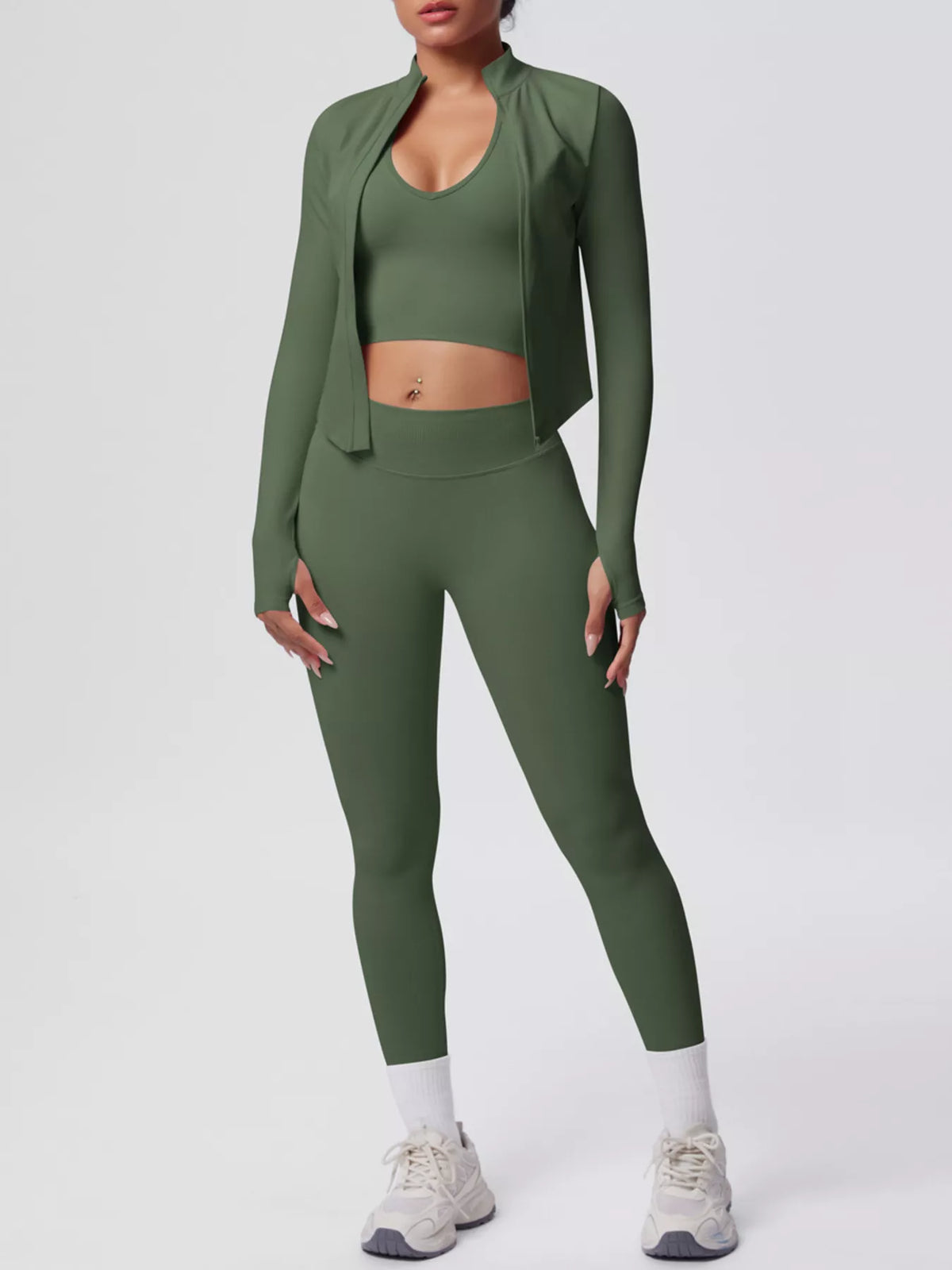 Tank, Zip Jacket & Leggings 3-Piece Active Set