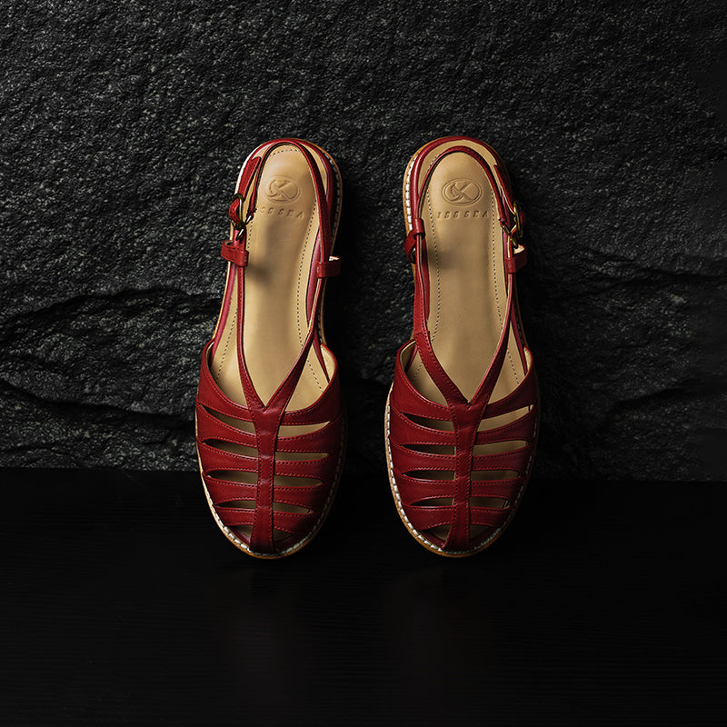 Full Grain Leather Woven Roman Sandals