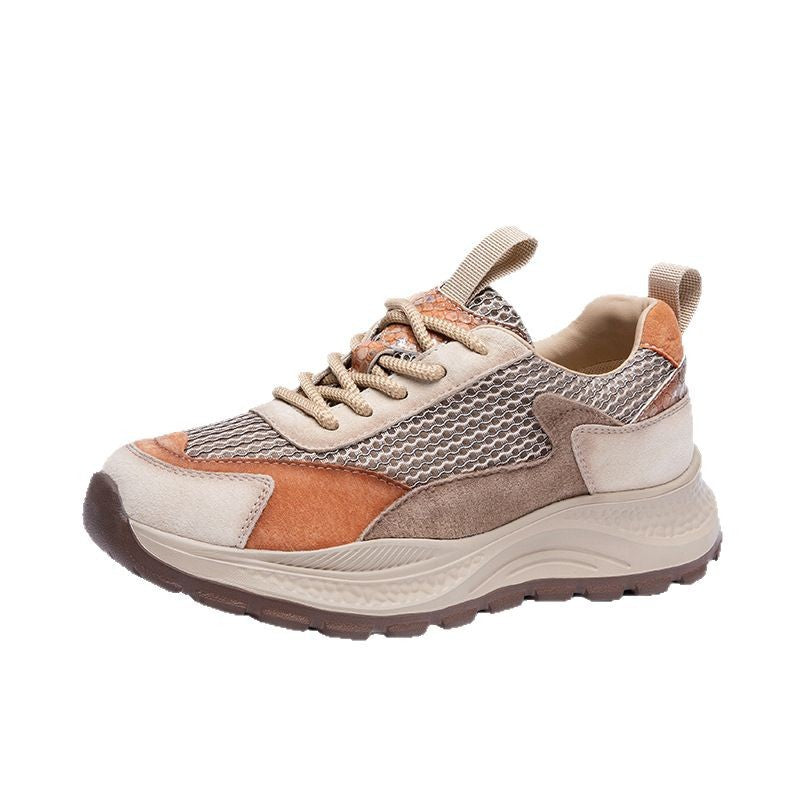 Women's Retro Color-Block Dad Sneakers – Breathable Lace-Up Casual Shoes