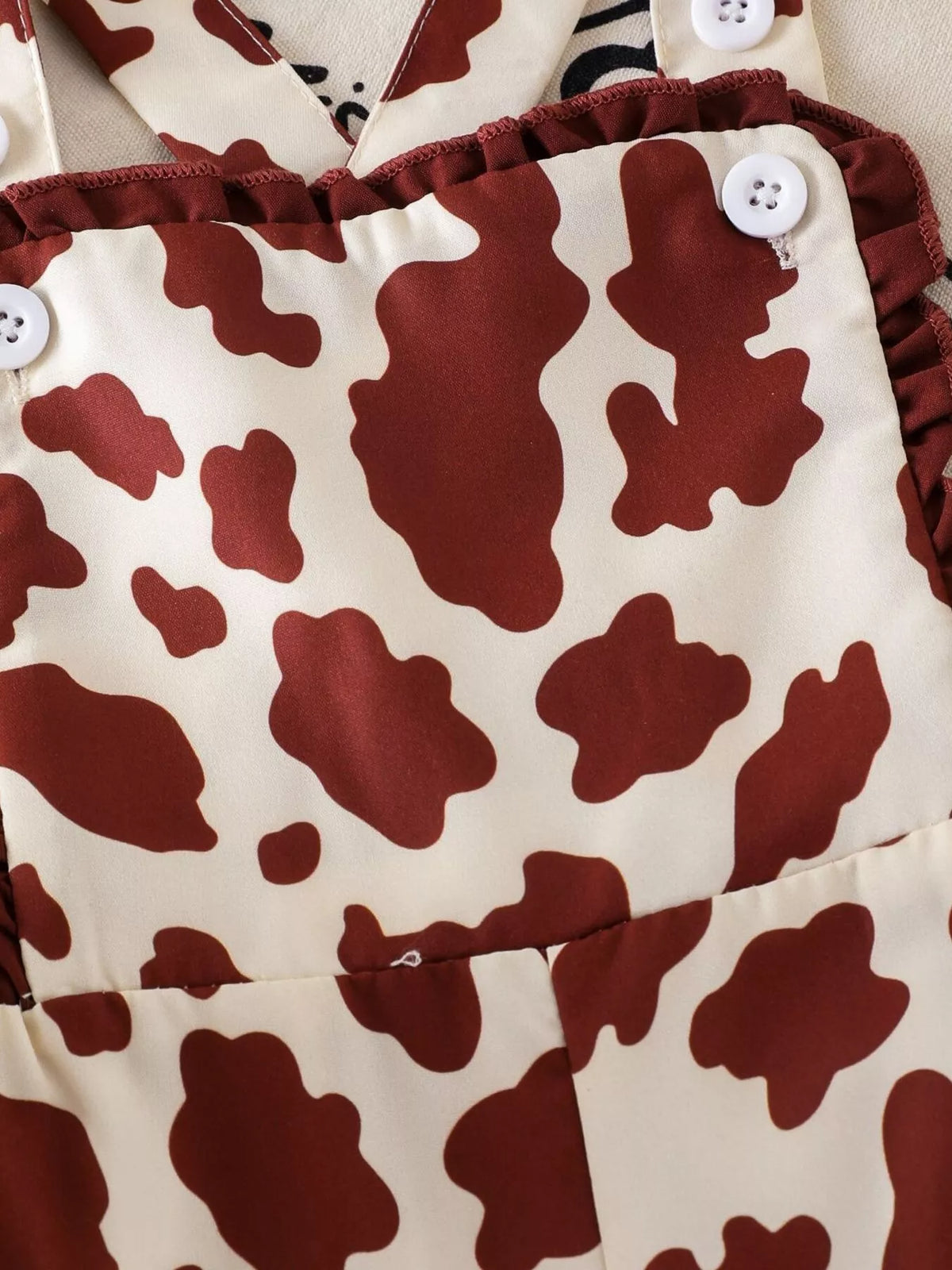 Children's Cow-Print Ruffle Jumpsuit
