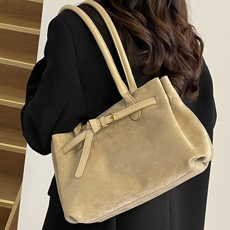 Women's Vintage Bucket Bag | PU Leather Shoulder Bag with Zipper Pocket